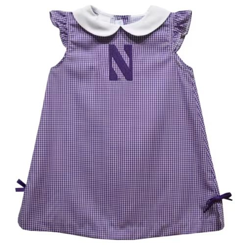 Northwestern Wildcats Vive La Fete Infant Girls Mini Check Pattern A-Line Dress - Purple