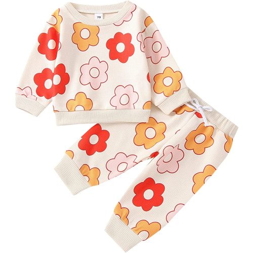 Newborn Infant Baby Girl Floral Clothes Set Long Sleeve Pull On Top Long Pants 2Pcs Fall Winter Outfits
