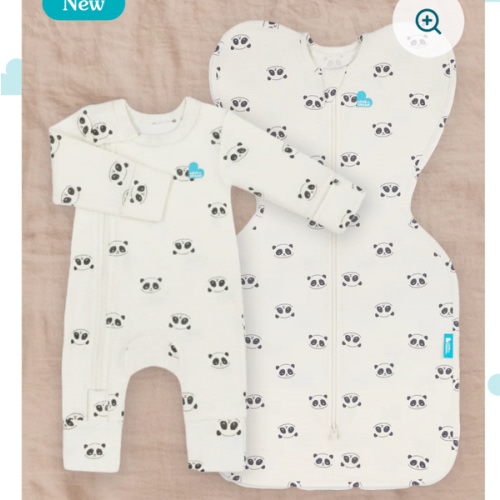 Swaddle Up & Romper Bundle | 1.0 TOG | Bamboo | Cream Sleepy Pandas