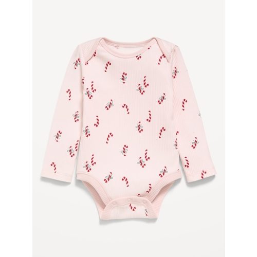 Printed Long-Sleeve Ribbed Bodysuit for Baby