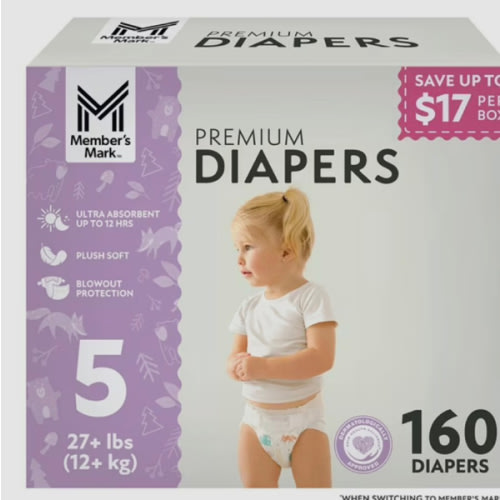 Member's Mark Premium Baby Diapers, Sizes Newborn - 8 - Samsclub.com