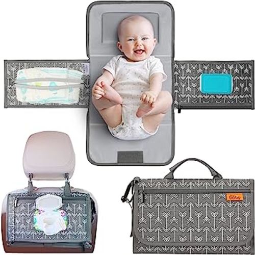 Kopi Baby Portable Diaper Changing Pad - Baby Diaper Changer Travel Bag with Wipes Pocket, Smart Design Portable Changing Mat, Infant Travel Station Kit, Gift for Newborn Girl & Boy - Modern
