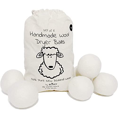 Wool Dryer Balls XL 6-Pack - 100% Pure New Zealand Wool, Ecoigy Natural Fabric Softener, Reduces Wrinkles & Drying Time, Ideal for Essential Oils, Dryer Sheets Alternative,Dryer Balls Laundry Reusable