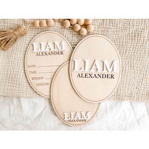 Personalized Baby Name Announcement Sign, Custom Wood Birth Stat Plaque, 3D Newborn Name Sign, Hospital Name Reveal Keepsake, Baby Shower