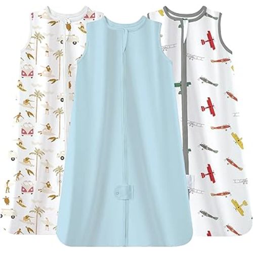 TotAha Sleep Sack infant 6-12 months 3 Pack, Breathable Sleep Bag for Baby Girl Boy, Wearable Blanket with 2-way Safe Zipper, 0.5 TOG