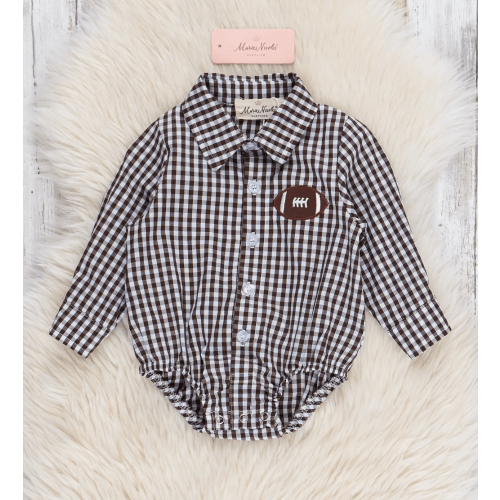 Gingham & Goals Embroidered Football Bubble