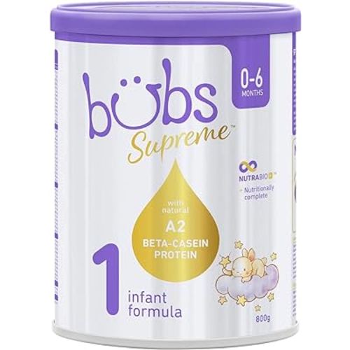 Bubs Supreme Infant Formula, Stage 1, Infants 0-6 months, Made with A2 Beta-Casein Protein Cows Milk, 28.2 oz