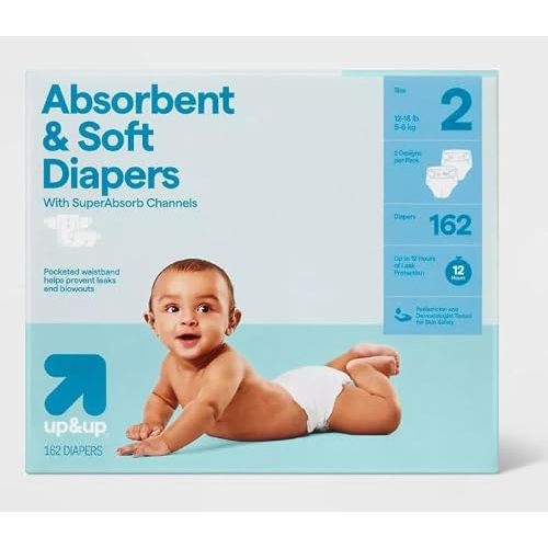 Disposable Diapers - (Size N - 162ct) up&up (Size-2, 162.0, Count)