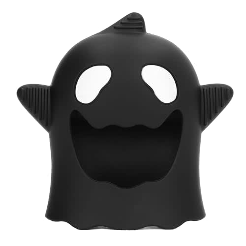 Never Drop Teething Toys for Babies, Baby Mitten Silicone Teether for Soothing Teething Pain Relief, Baby Chew Toys for Sucking Needs (Halloween Ghost-Black)