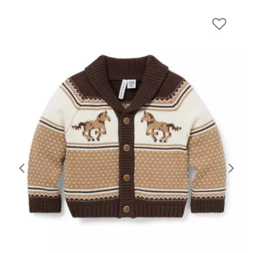 Baby Coffee Milk Fair Isle The Little Equestrian Baby Cardigan by Janie and Jack
