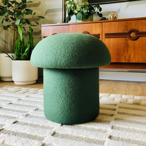 Mushroom Ottoman in Moss Wool