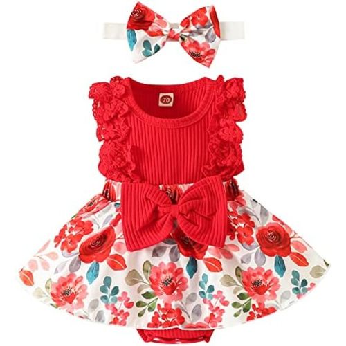 Mubineo Baby Girl Summer Clothes Outfits Sleeveless Lace Floral Romper Dress Newborn Outfit