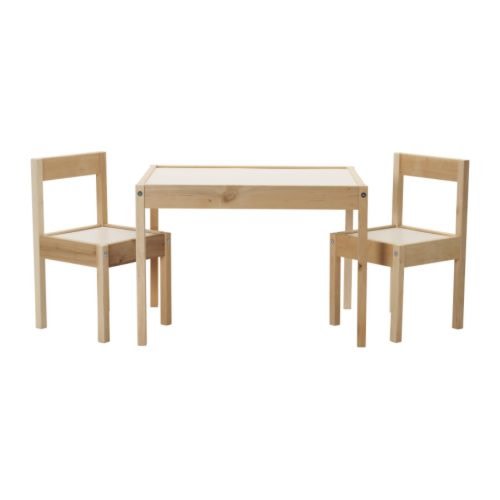 LATT Children's table and 2 chairs, white, pine - - - IKEA