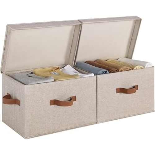 StorageWorks Fabric Storage Bins with Lids, Closet Storage Bins