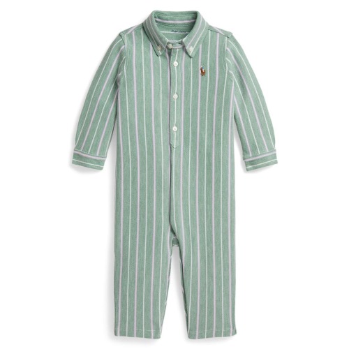 Kids' Striped Cotton Mesh Romper