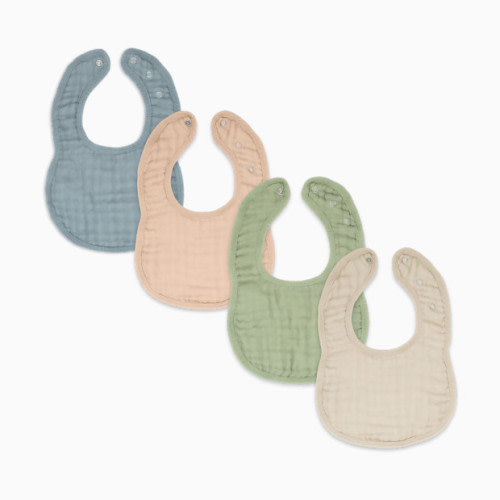 Muslin Bibs with Adjustable Snaps (4 Pack) - Multicolor