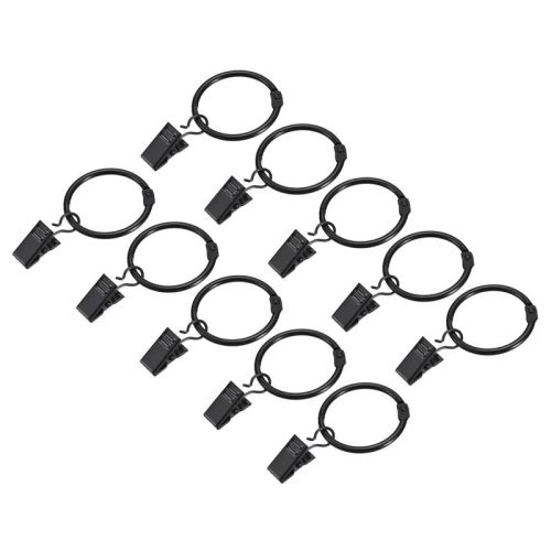Unique Bargains Carbon Steel Rustproof Curtain Clip Rings 14 Pcs 1.5 Inch Black