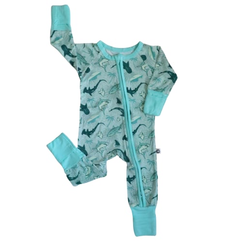 Blue Shark Bamboo Zip Romper