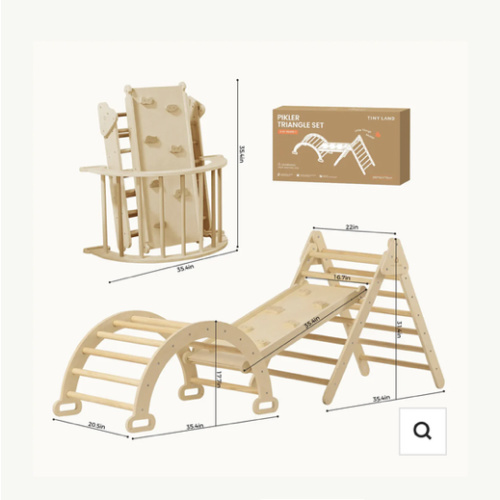 Tiny Land® Pikler Triangle 7-in-1 Montessori Climbing Set