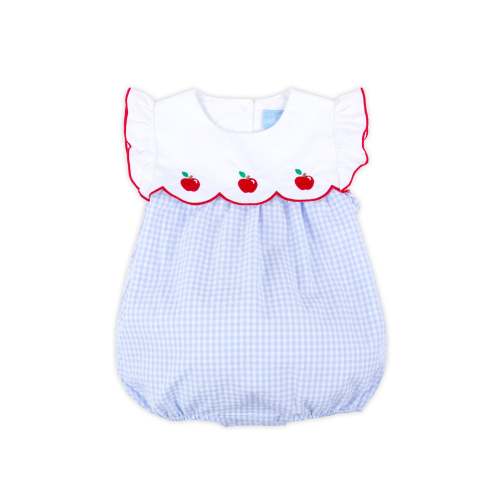 Apple Scalloped Light Blue Gingham Amelia Bubble