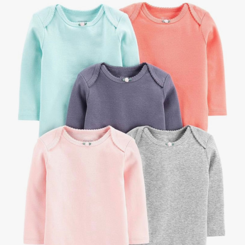 Simple Joys by Carter's Baby Girls' Long-Sleeve Bodysuit, Pack of 5