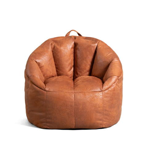 Big Joe Joey Adult Bean Bag Chair, Filled for Comfort, Ideal Back seating for Home, Faux Leather in Camel