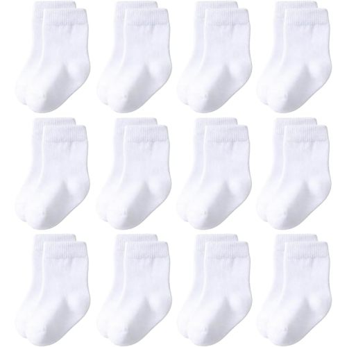 Baby Crew Socks 12-Pack Cotton Newborn Baby Boys Girls Socks 0-3T