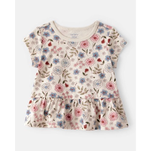 Baby Girl Floral Short-Sleeve Peplum Top - Cream | Carter's