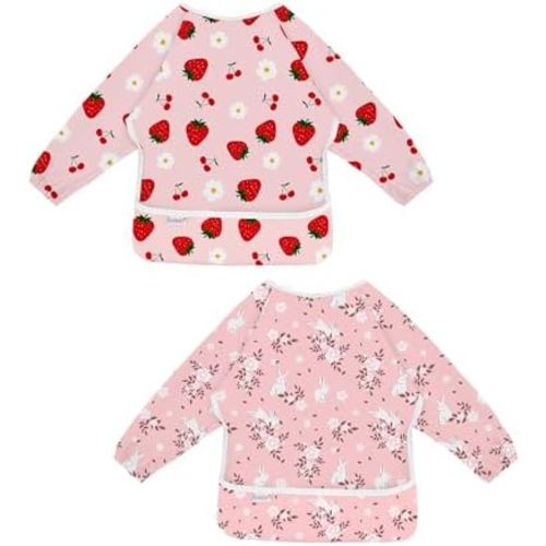 ALVABABY Baby Bib Waterproof Feeding Bibs with Crumb Catcher Pocket Snap Adjustable Toddler Boys Girls