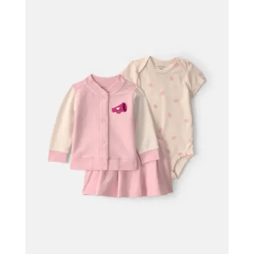 Baby Girl 3-Piece Varsity French Terry Layering Set - Pink | Carter's