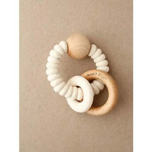 Colored Organics Dany Rattle Teether - Speckled Cream