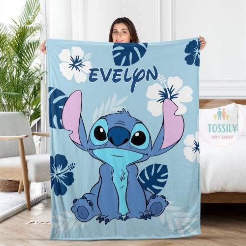 Custom Stitch Blanket, Disney Blanket, Custom Name Blanket, Disney Trip Blanket, Birthday Gift, Christmas, Stitch Blanket Baby Blanket