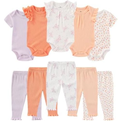 Ruliby Baby Bodysuit and Pant Set Summer Ribbed Mix Match Infant Clothes