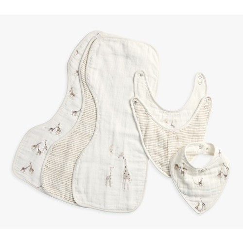 Goldie Giraffe Organic Muslin Bib and Burp Set