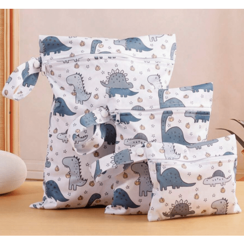 3pcs Cute Dinosaur Pattern Baby Diaper Wet/Dry Bag