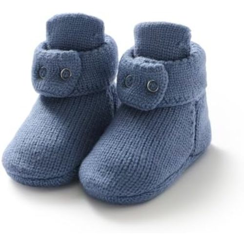 Avibae Cozy Baby Booties, Two Snap Closure Warm Infant Girl Boy Socks Bootie, Newborn Knit Shoes for 0-9 Months