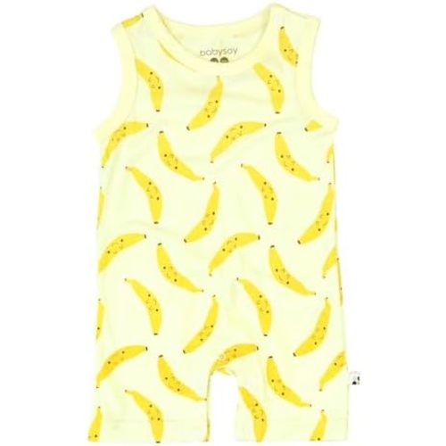 Babysoy Organic Pattern Print Tank Romper Shortall