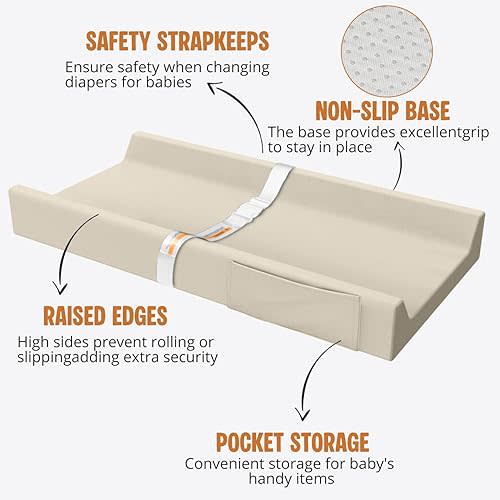 Vegan Leather Baby Changing Pad, Waterproof & Wipeable Soft Diaper Changing Mat 32“ x 16.6" Comfortable Infant Changing Station for Dresser & Table