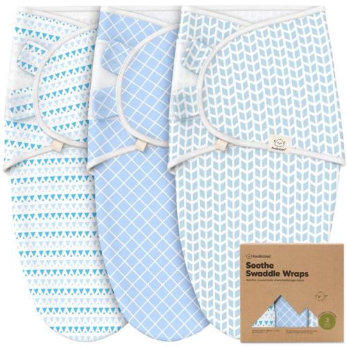 Keababies - 3Pk Soothe Baby Swaddles, Sleep Sack For Newborns, Storm 0/3M