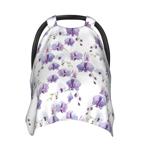 Car Seat Cover Baby, Beautiful Orchids Flowers Baby Car Seat Cover for Baby Boys Girls Newborn , Infant Car Seat Canopy Cover Nursing Breastfeeding Cover Warm Blanket