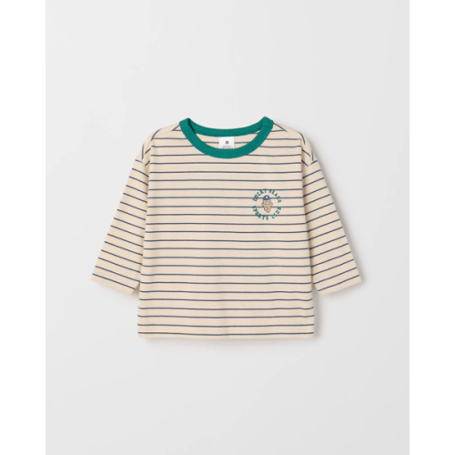 Baby Organic Cotton Long Sleeve Stripe T-Shirt - Whitecap Gray