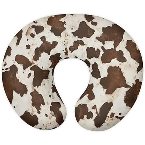 Brown Cowhide Nursing Pillow Cover for Baby Boy Soft Breastfeeding Pillow Slipcover Cow Baby Girl Newborn U-Shaped Breastfeeding Pillow Covers Fits for Infant Support