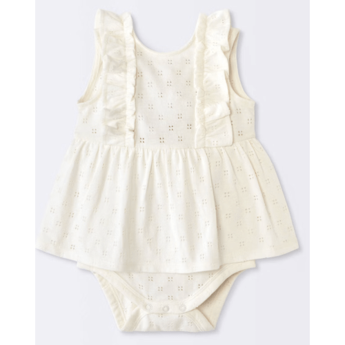 Baby Girls' Eyelet Ruffle Sunsuit - Cloud Island™ Cream Newborn