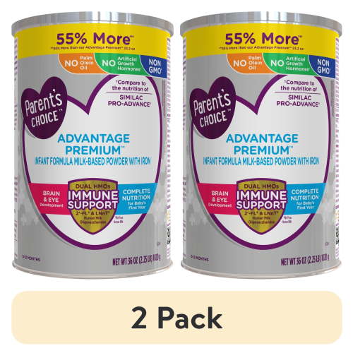 (2 pack) Parent's Choice Advantage Premium Powder Baby Formula, Non-GMO with Iron, 36 oz Canister