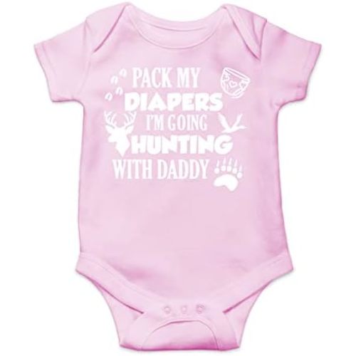 CBTwear Pack My Diapers I’m Going Hunting With Dad - Baby Clothes - Funny Newborn Bodysuit Outfits for Boys and Girls