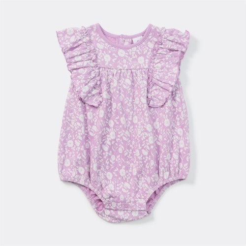 Dymples Baby Floral Print Crinkle Romper - Violet - Size 000