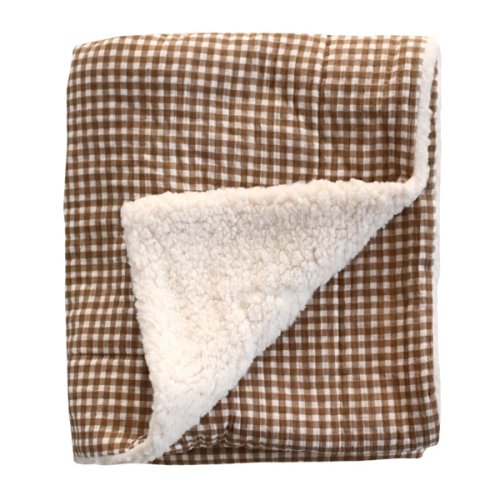 Couverture Sherpa Mousseline - Vichy Brun – CLÉMENT