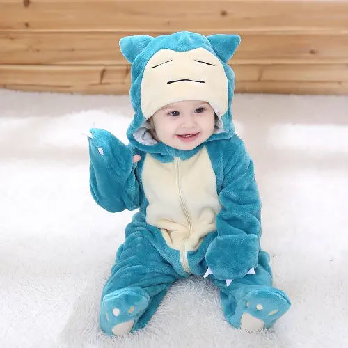 Anime Baby Romper pikachu Snorlax Onesie Newborn Boy Girl Clothes Flannel Soft Pajama Halloween Jumpsuit Kawaii Toddler Outfit