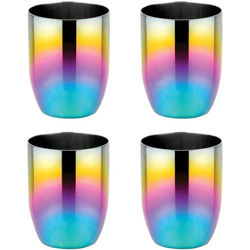 Ahimsa Stainless Steel Kids Cups, Pediatrician Designed, Colorful Toddler Cups for Open Cup Training, 8oz, 100% BPA Free & Dishwasher Safe, Rainbow, Set of 4