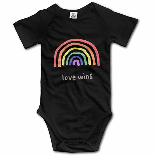 LGBTQA Pride Love Wins Infant Short Sleeve Bodysuits Jumpsuit - Black - 6 Months